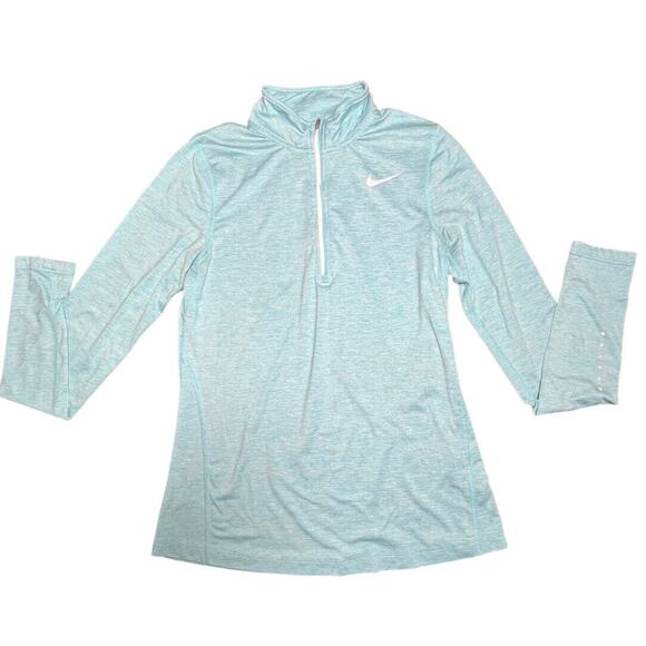 Nike Running Shirt Womens Small Blue Dri-Fit Element 1/2 Zip Thumb Holes - Picture 1 of 6
